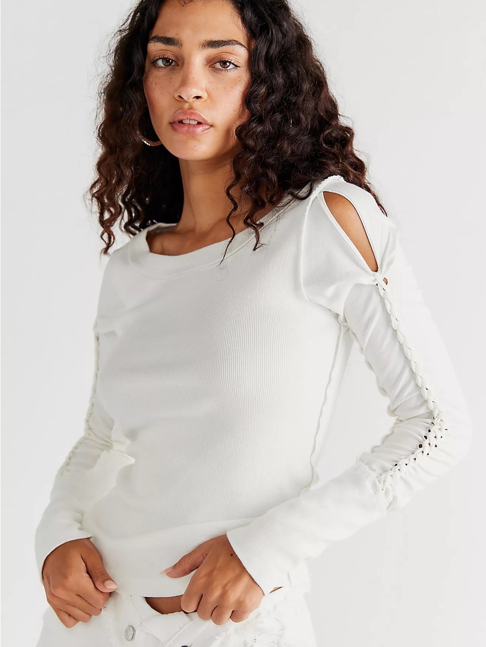 NWOT We The Free daisy chain cuff knit Long Sleeve Top sz M